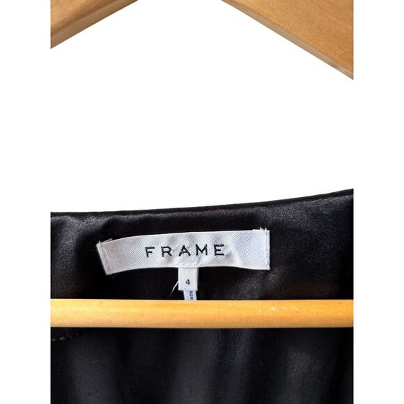 FRAME Womens Metallic Gold V-Neck Velvet Mini Dress Size 4 - Picture 4 of 9